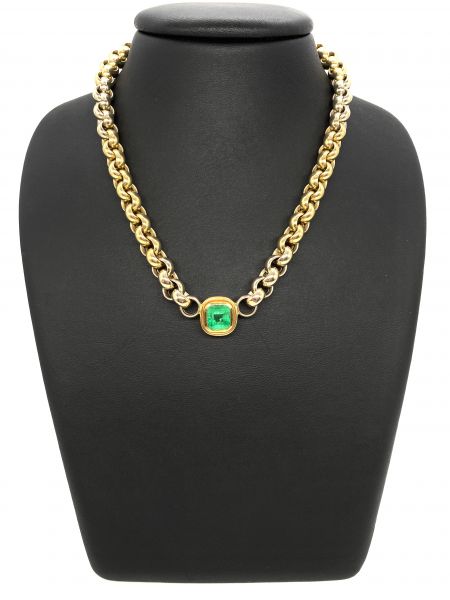 Halskette 585 GG mit Smaragd 41 cm