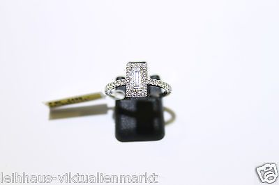 NEU! zarter Damenring Baguette-Schliff Diamant WG 750 18 Karat 0,65 ct.