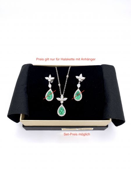 Halskette + Anhänger 750 WG Diamanten + Smaragd aus Kolumbien GIA Zertifikat!